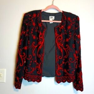 Andretta Donatello 100% Silk Beaded Embroidered Sequin Blazer Size Medium